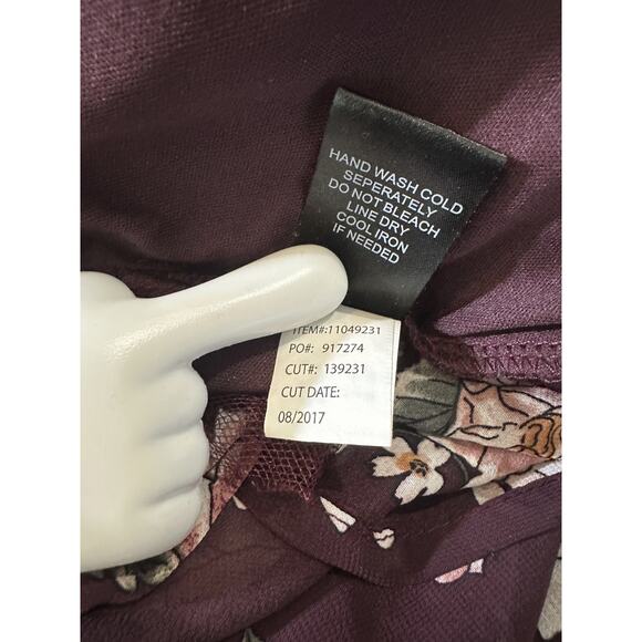 Torrid Floral Midi Chiffon Tulle Lined Skirt Burgundy Pull On Plus Size 2 2X - Picture 6 of 11